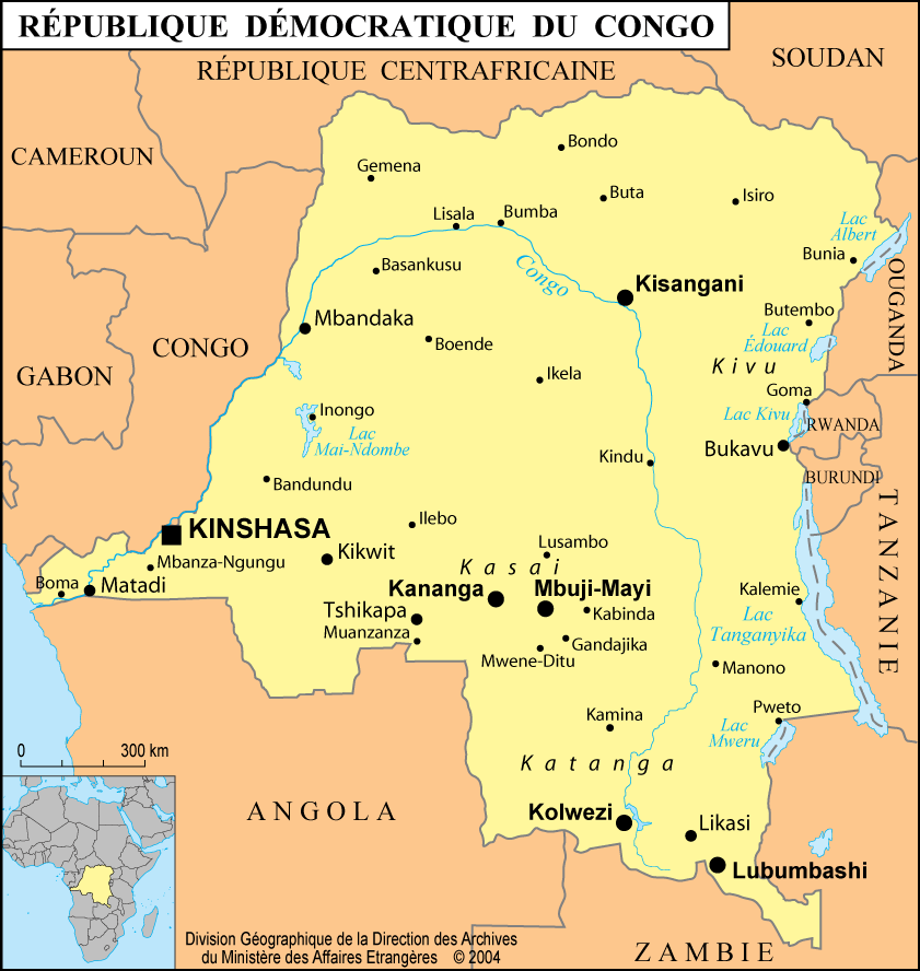 carte de la République Démocratique du Congo